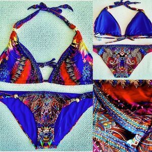 NWT CAMILLA Franks Crystal Beads Bikini Ball Psychedelica 2-Piece Swarov…